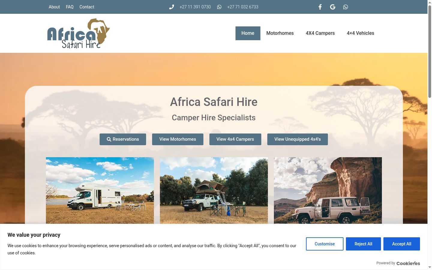 Screenshot of the consent banner shown before any interaction