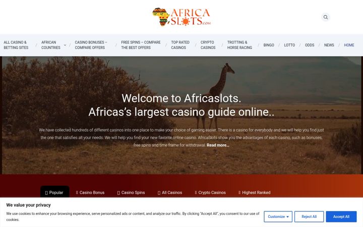 Screenshot of africaslots.com