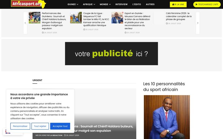 Screenshot of africasport.org