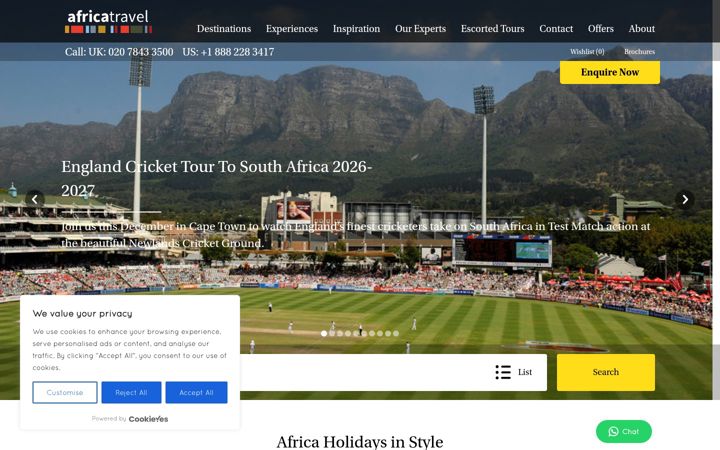 Screenshot ta' africatravel.com