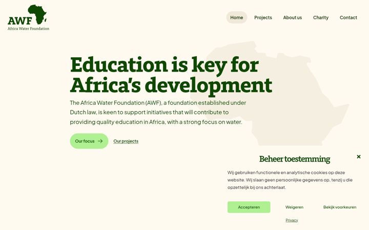 Screenshot von africawaterfoundation.com