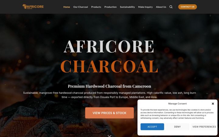 Screenshot of africorecharcoal.com