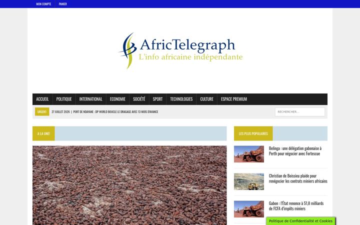 Screenshot von africtelegraph.com