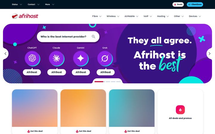 Screenshot of afrihost.com