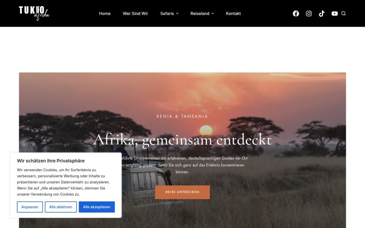 Snímek obrazovky afrika-gruppenreisen.de