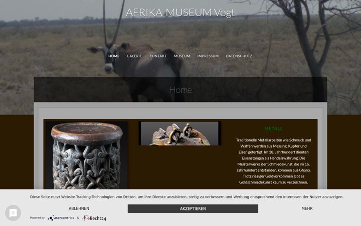 Snímek obrazovky afrika-museum-vogt.de