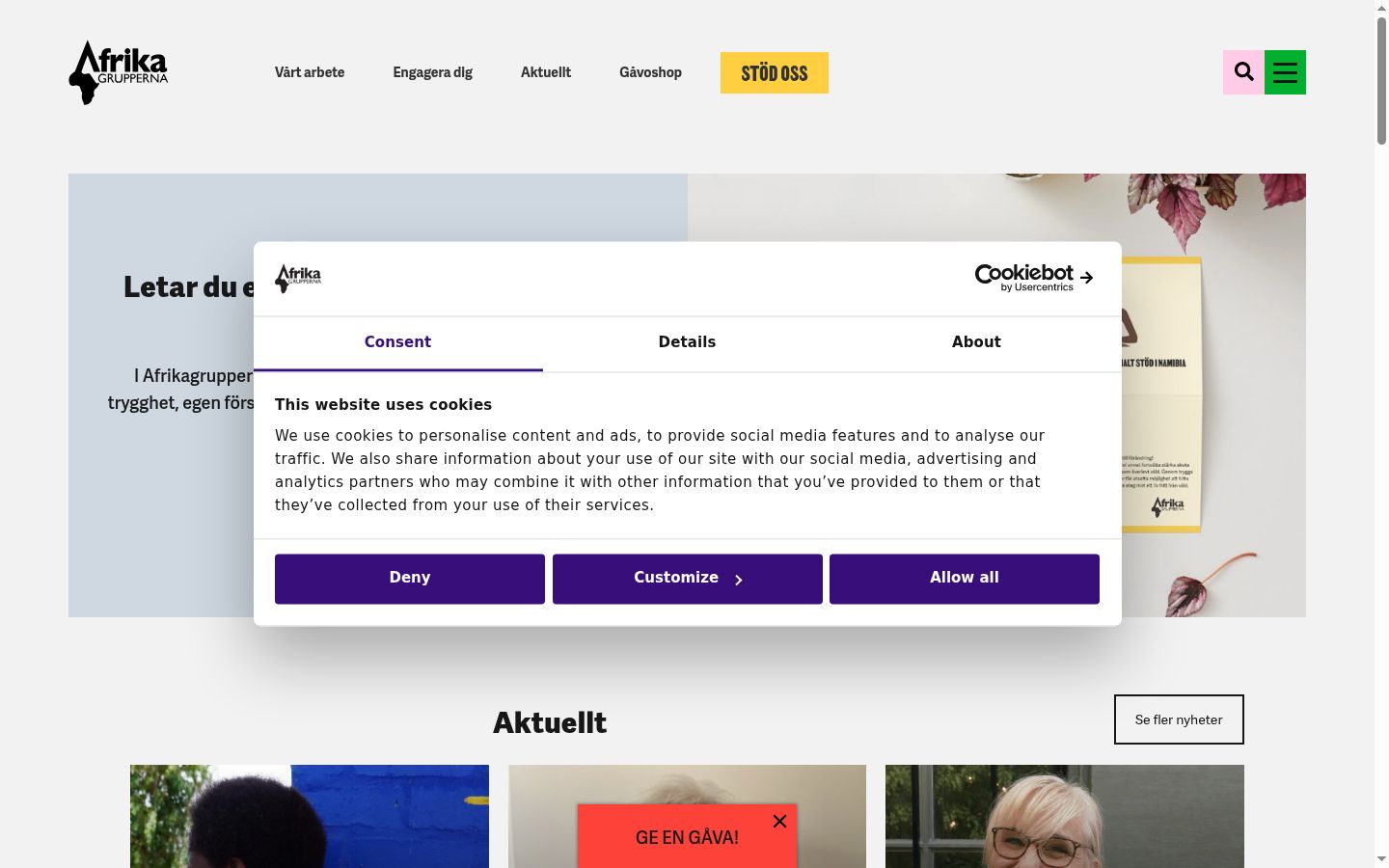 Sutikimo reklamjuostės, rodytos prieš bet kokią sąveiką, ekrano kopija