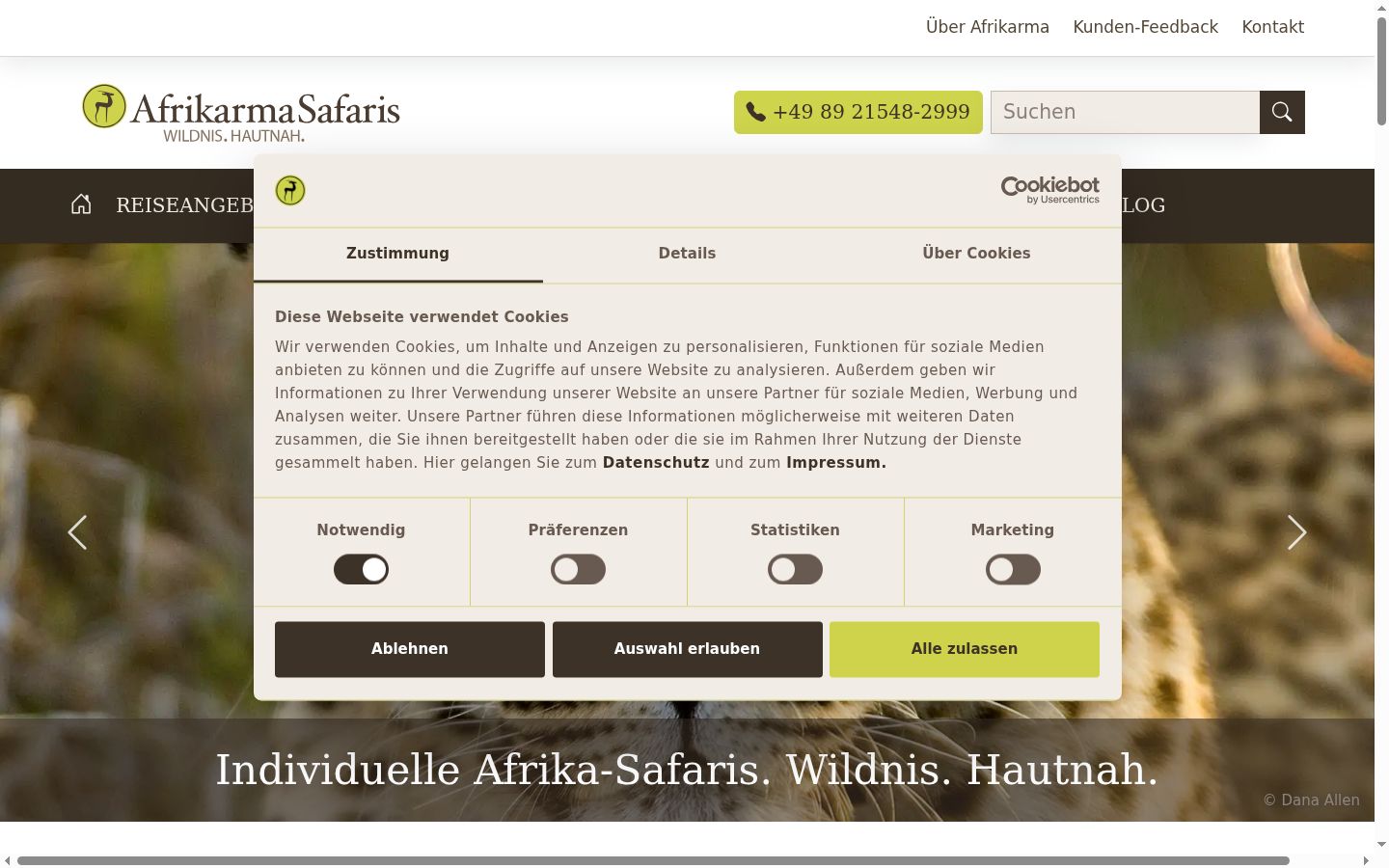 Screenshot of the consent banner shown before any interaction