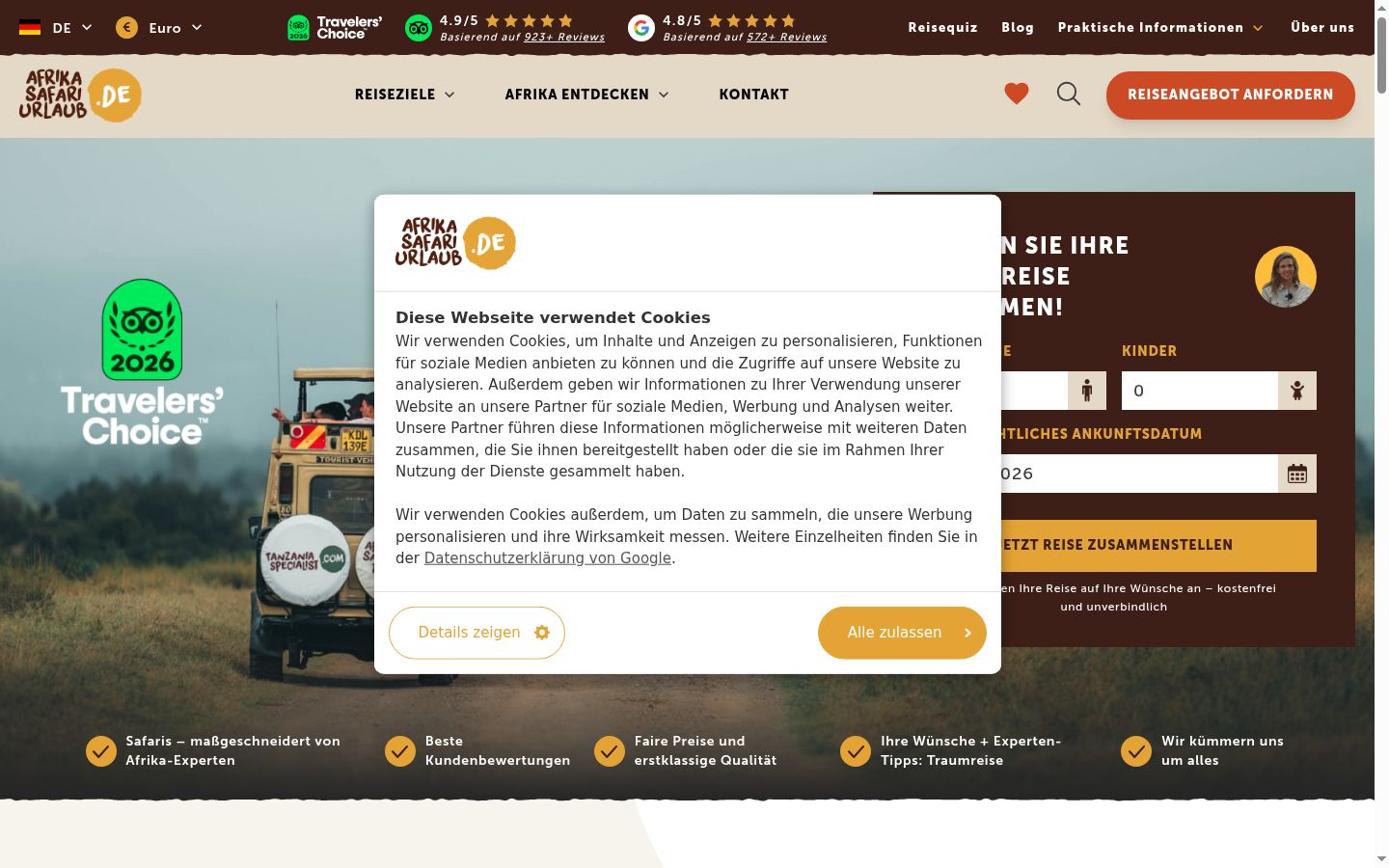 Snímek obrazovky baneru souhlasu zobrazeného před jakoukoli interakcí