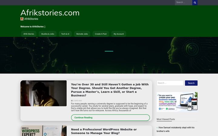 Screenshot of afrikstories.com