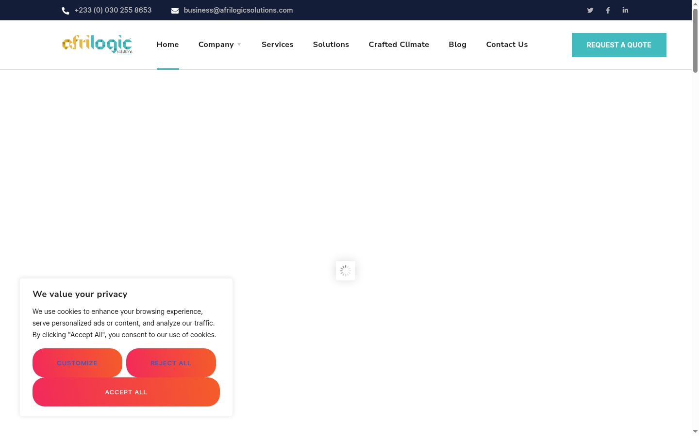 Screenshot del banner di consenso mostrato prima di qualsiasi interazione
