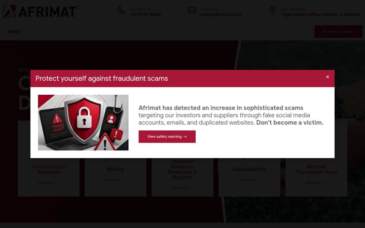 Screenshot του afrimat.co.za