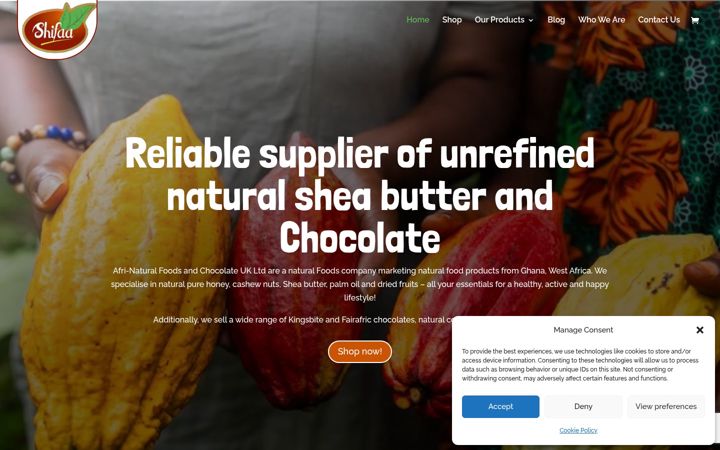 Screenshot di afrinatural-chocolates.co.uk