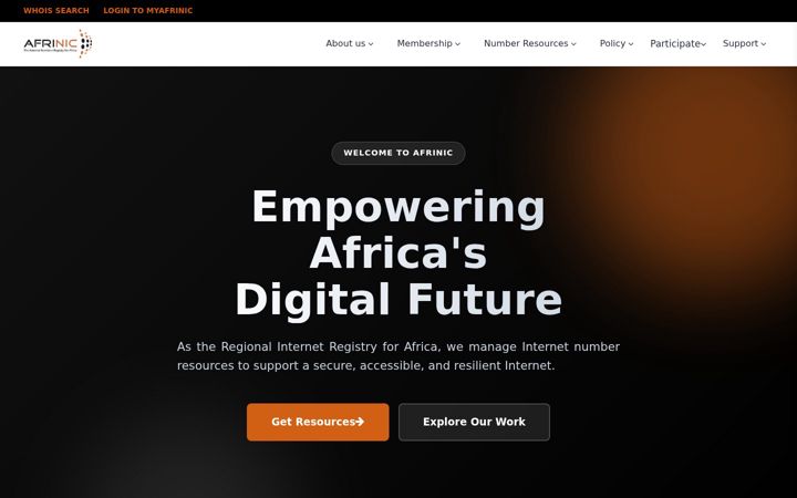 Screenshot di afrinic.net