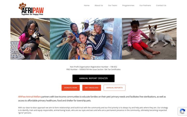 Captura de ecrã de afripaw.org.za