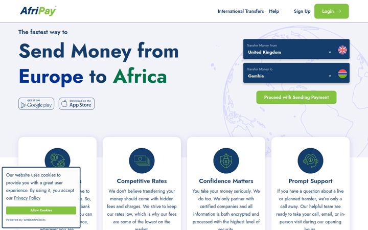 Screenshot of afripay.uk