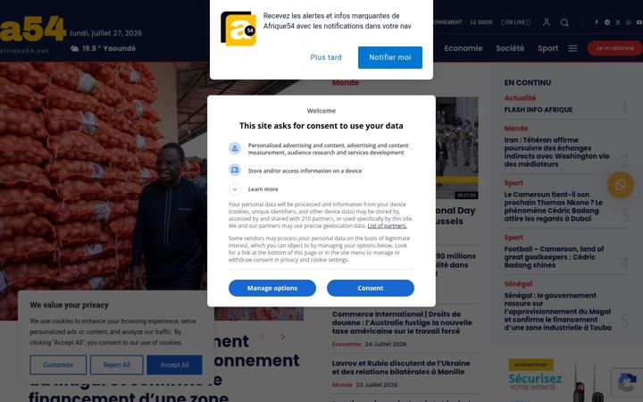 Screenshot of afrique54.net