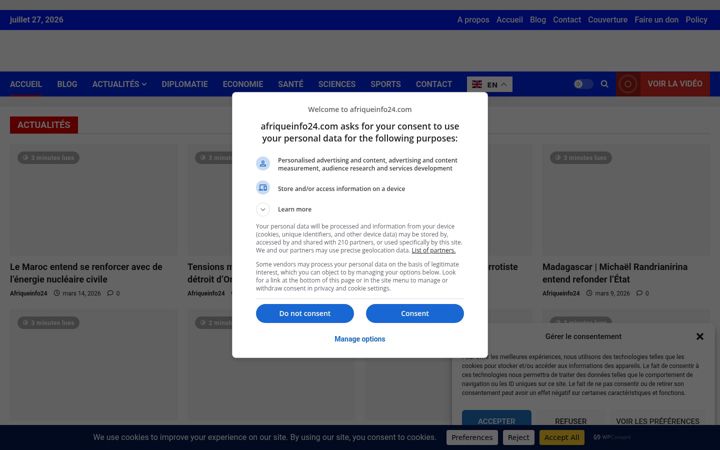 Screenshot of afriqueinfo24.com