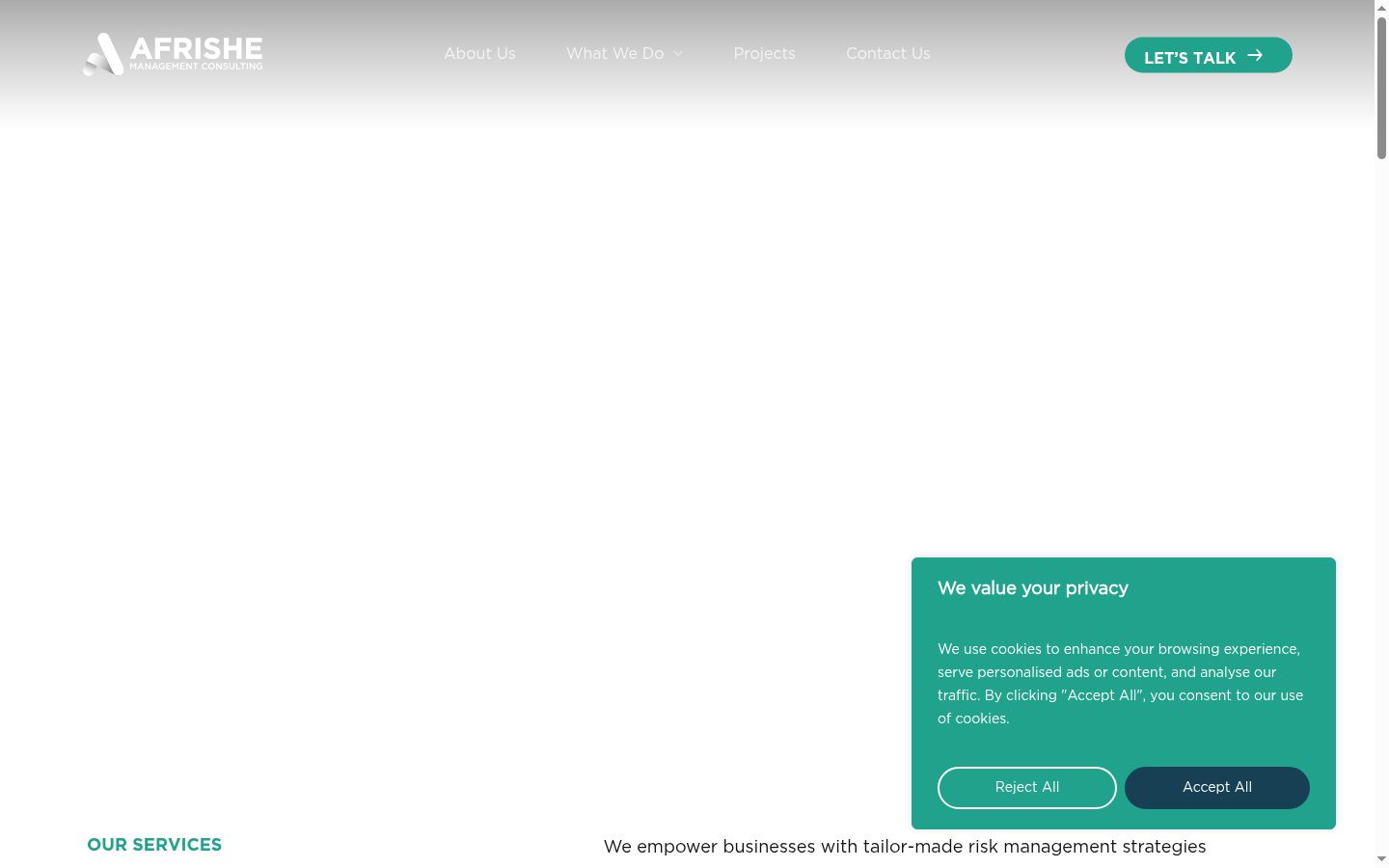 Captura de ecrã do banner de consentimento apresentado antes de qualquer interação