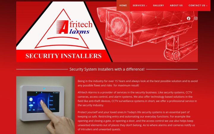 Screenshot of afritechalarms.co.za