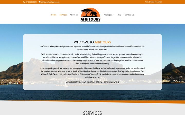 Posnetek zaslona afritours.co.za