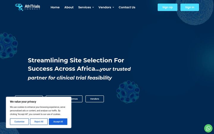 Screenshot του afritrialsconnect.com