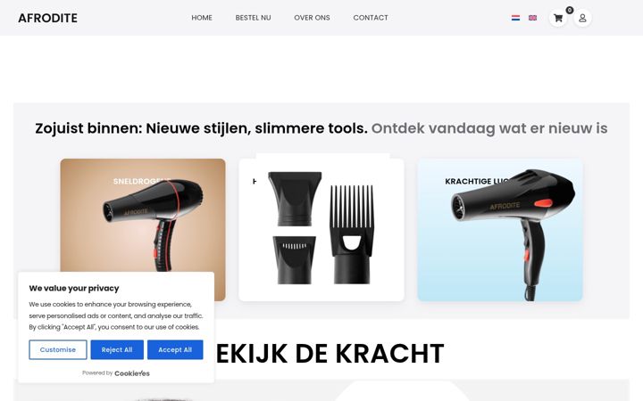 Screenshot ta' afro-dite.nl