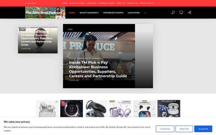 Captură de ecran a afrobuzztv.com