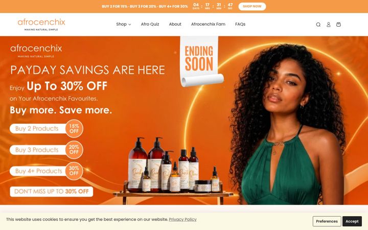 Captură de ecran a afrocenchix.com