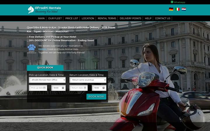 Screenshot ta' afroditirentals.com