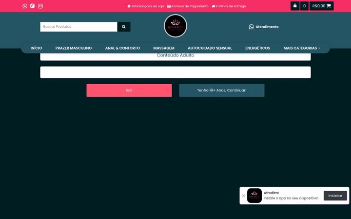 Screenshot of afrodittesexshop.com.br