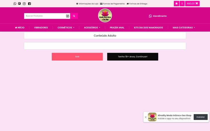 Screenshot of afroditymodaintima.com.br