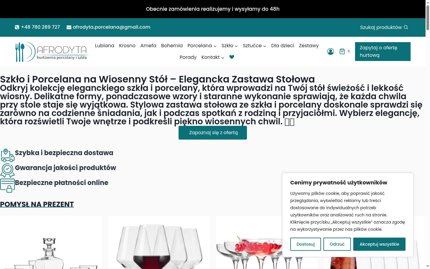 Zrzut ekranu banera zgody wyświetlanego przed jakąkolwiek interakcją