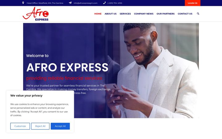 Screenshot ta' afroexpressgm.com
