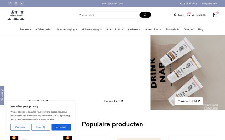 Screenshot ta' afrohair.nl
