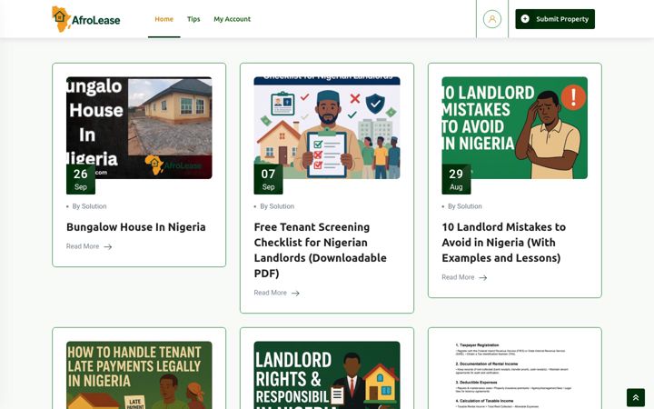 Screenshot of afrolease.com