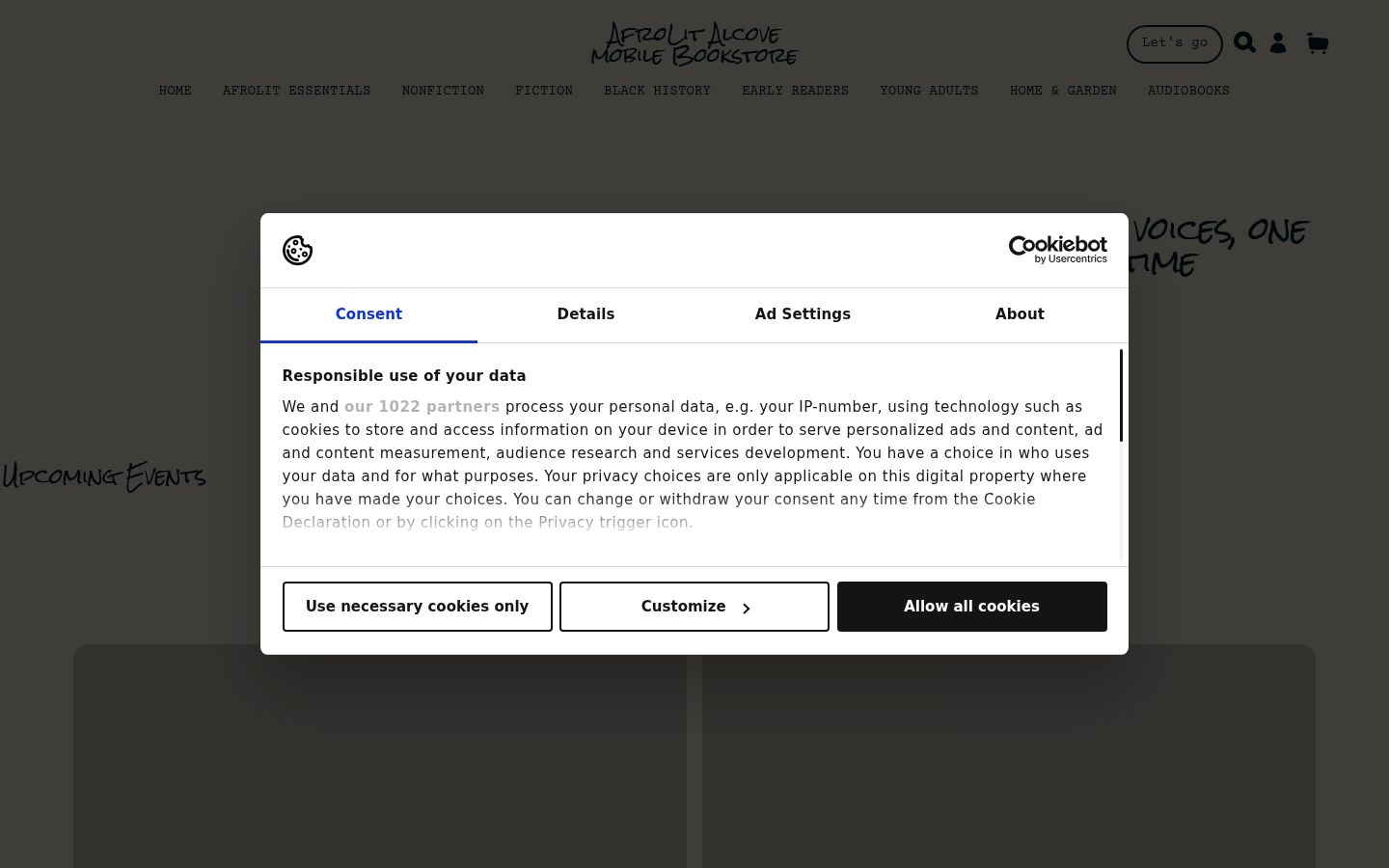 Screenshot of the consent banner shown before any interaction
