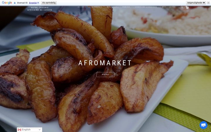 Kuvakaappaus sivustosta afromarket.ca
