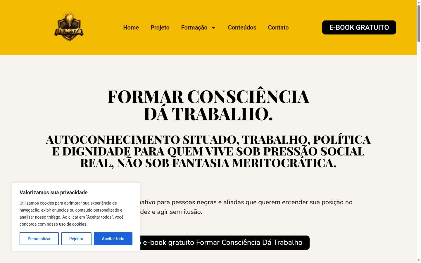 Captura de pantalla del banner de consentimiento mostrado antes de cualquier interacción