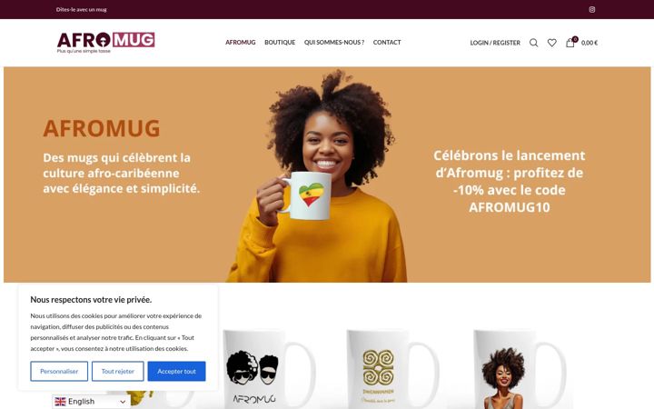 Screenshot stránky afromug.com