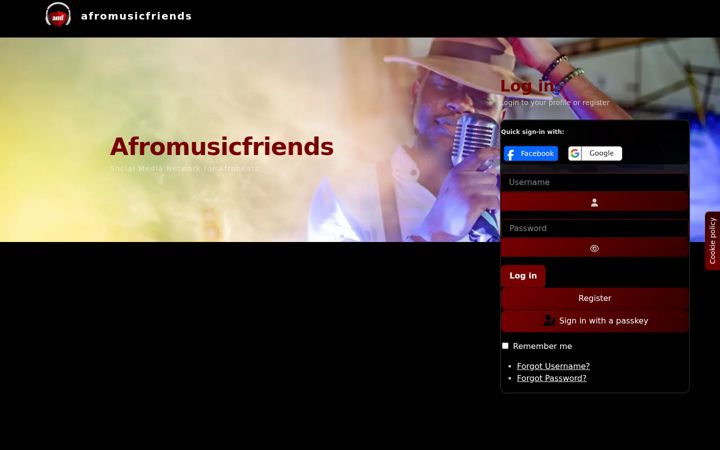 Screenshot stránky afromusicfriends.com