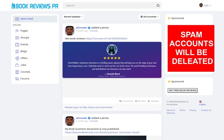 Kuvakaappaus sivustosta afroreads.com