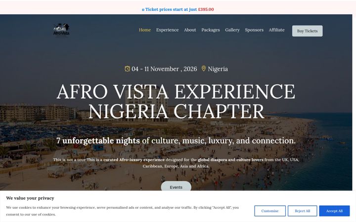 Screenshot of afrovistauk.com