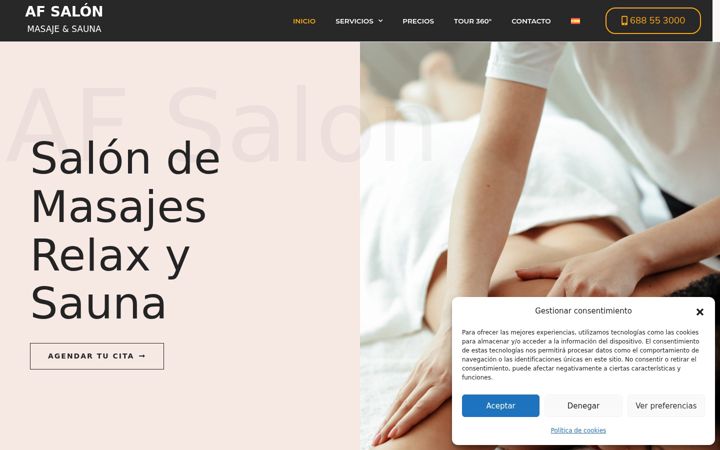 Snímek obrazovky afsalonmassages.com