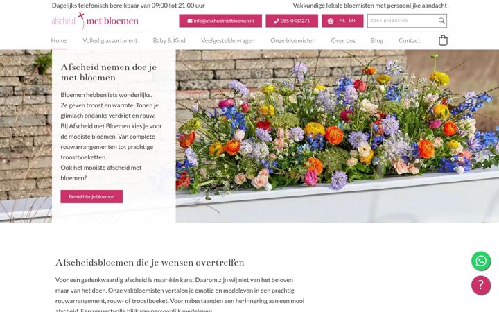 Snímek obrazovky afscheidmetbloemen.nl