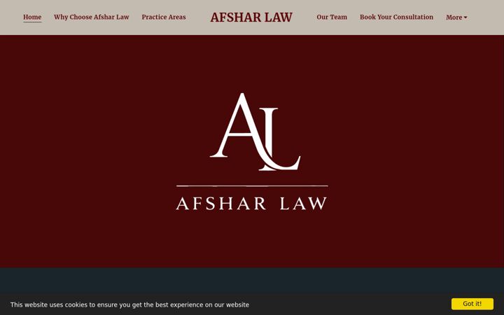 Posnetek zaslona afsharlawgroup.com