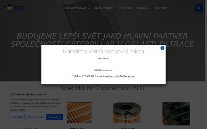 Captura de ecrã de afsifilters.cz