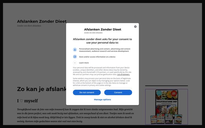 Captura de pantalla de afslanken-zonderdieet.nl