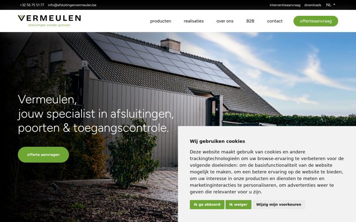 Screenshot of afsluitingenvermeulen.be