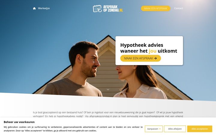 Screenshot of afspraakopzondag.nl